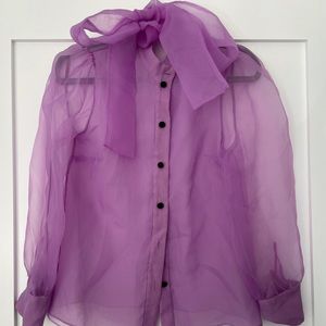 Organza top with tie lilac
